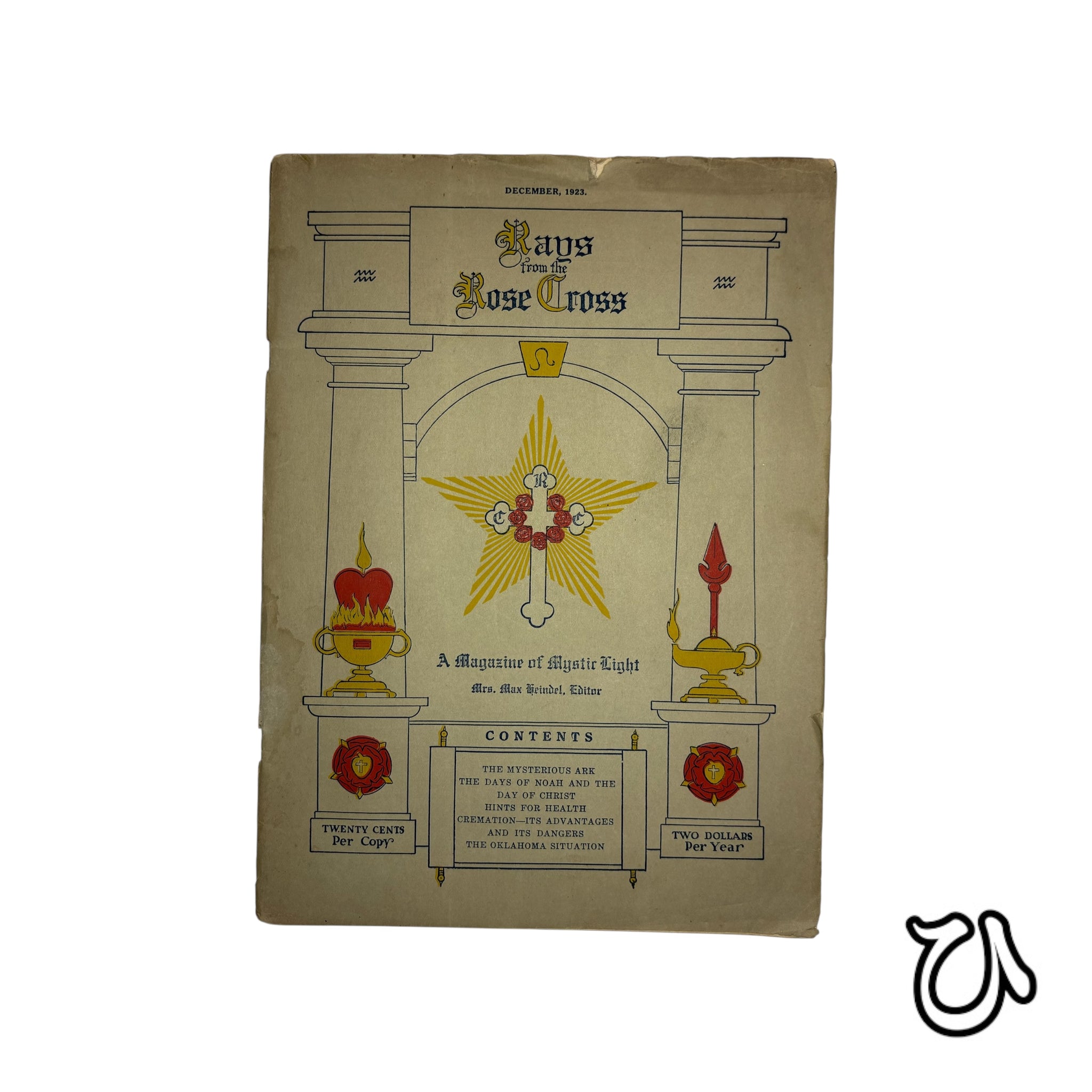 1923 Rosicrucian Order Magazine Of Mystic Light: Rays From The Rose Cross
