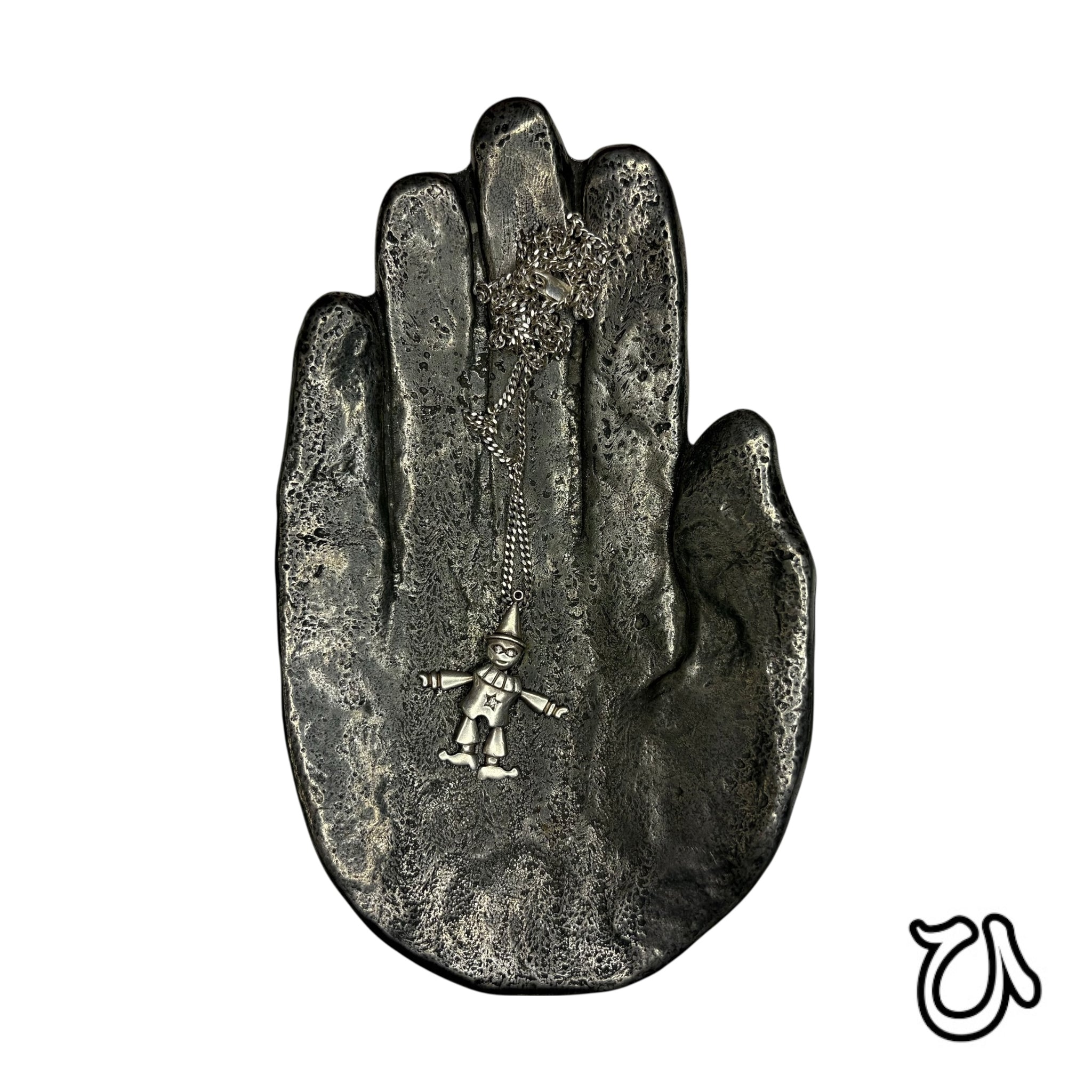 .925 Sterling Silver Articulated Clown Jester Joker Charm Pendant Clear Stones