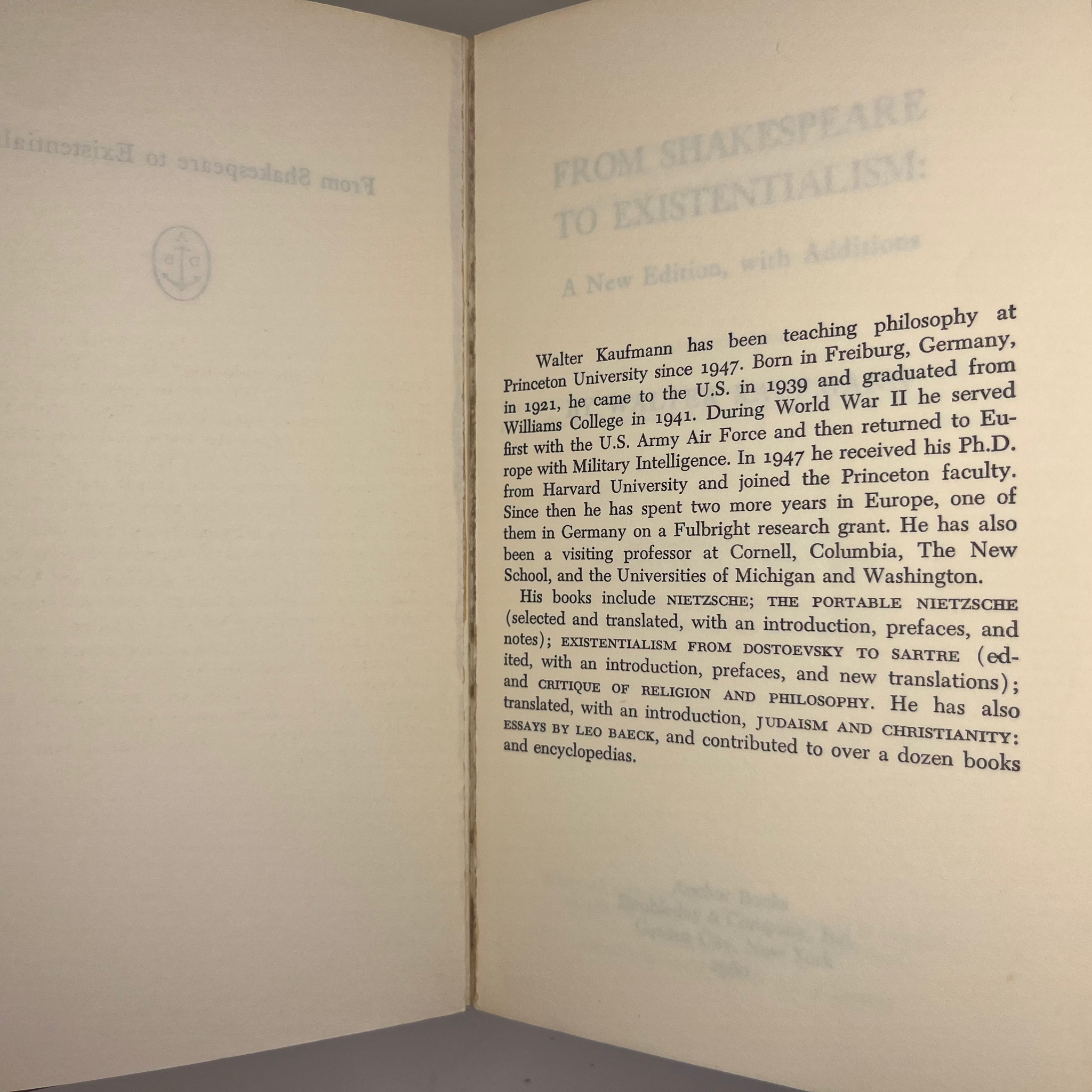 From Shakespeare to Existentialism by Walter Kaufman