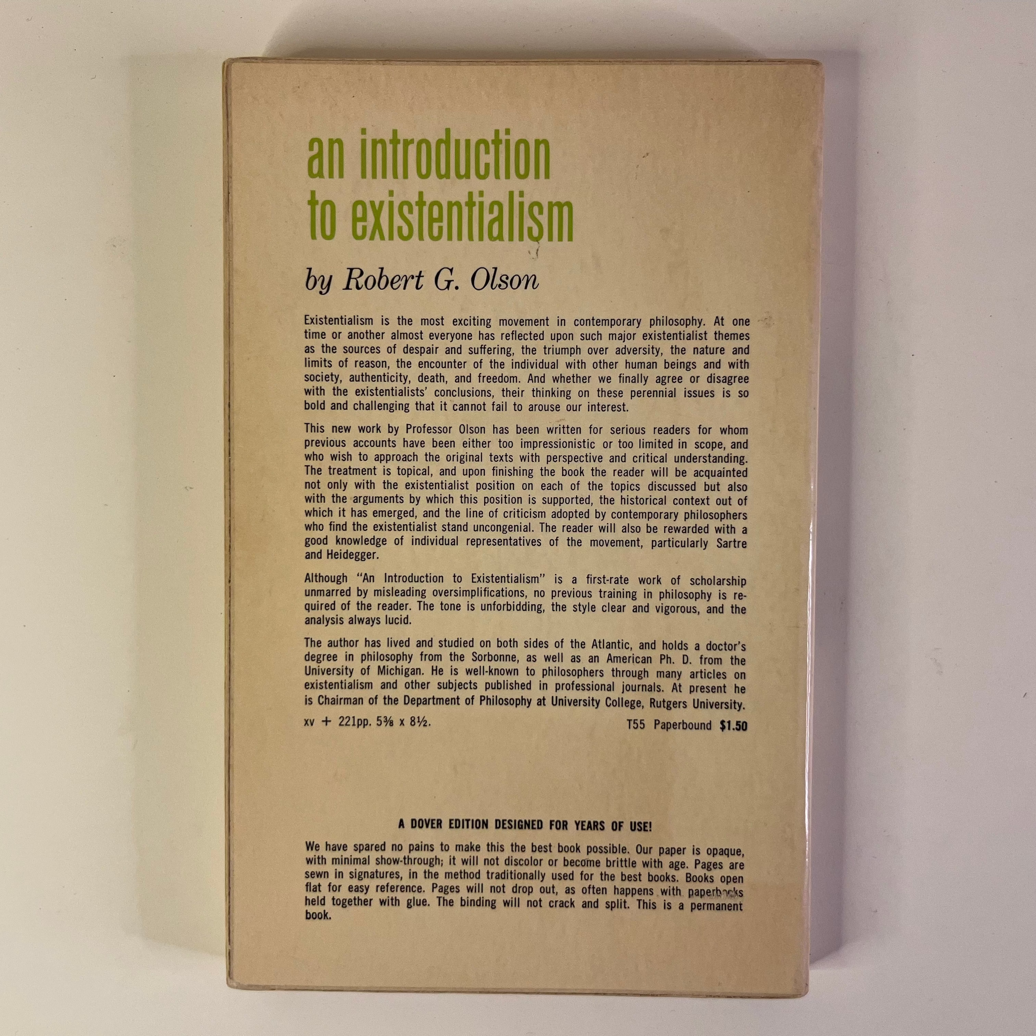 An Introduction to Existentialism by Robert G. Olson