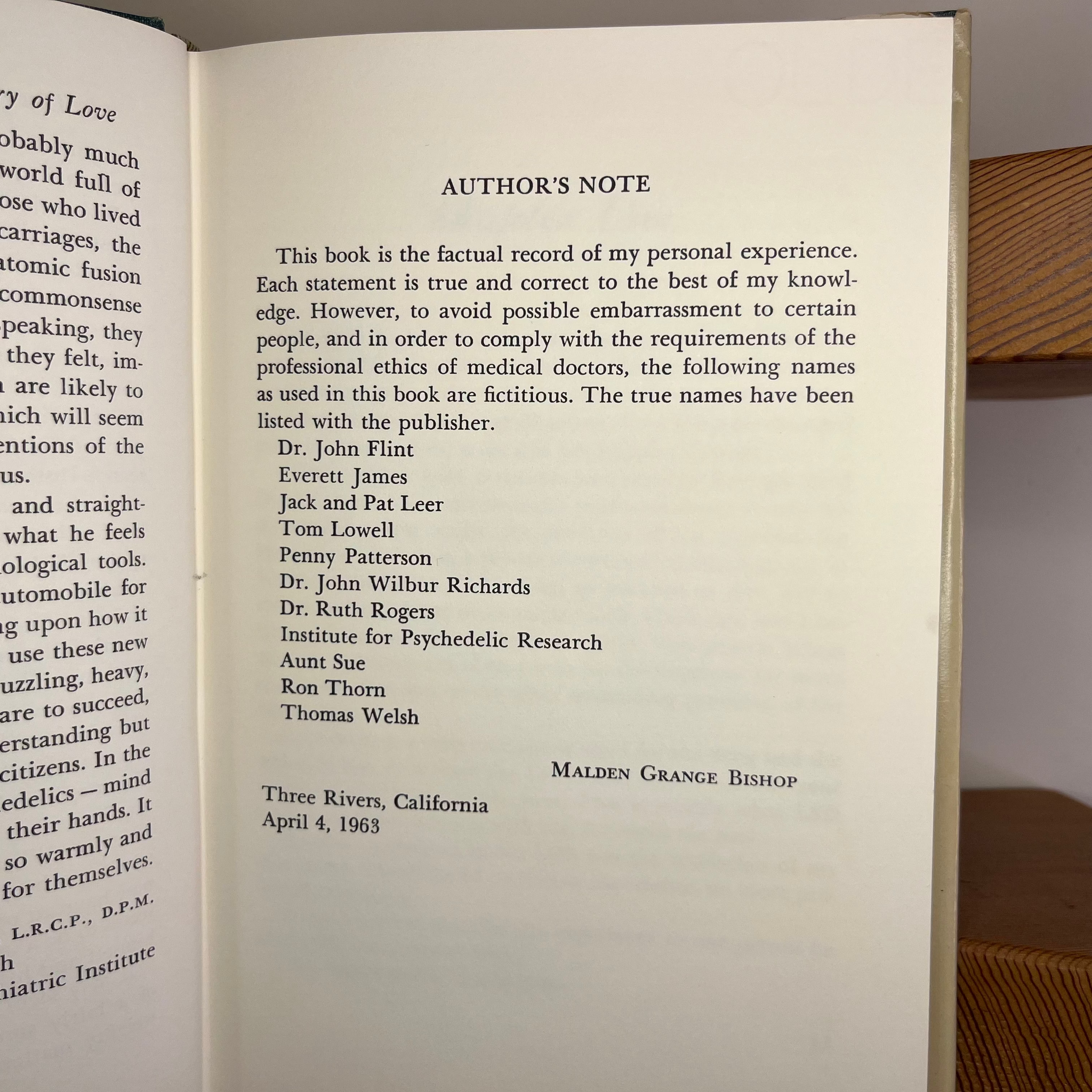 1963 The Discovery of Love, a Psychedelic Experience with LSD by Malden Grange Bishop