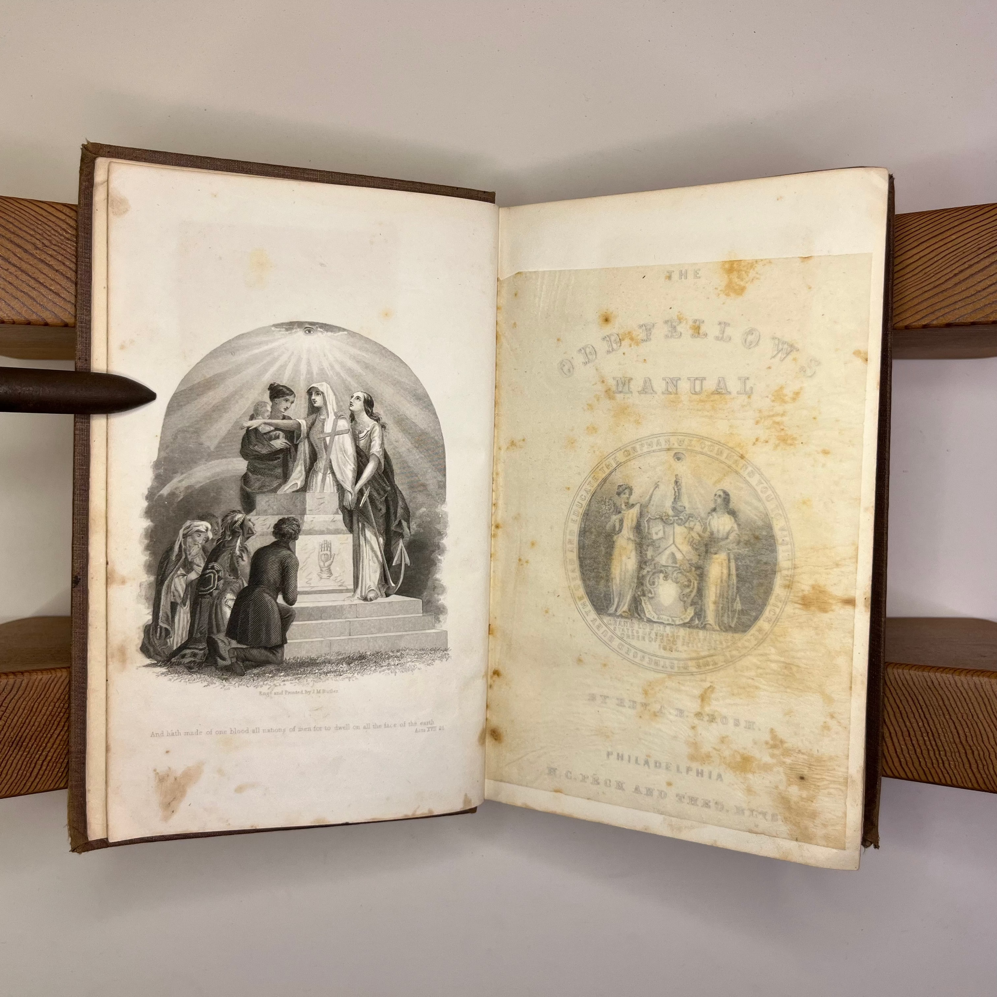 1860 The Odd Fellows Manual By Aaron B. Grosh