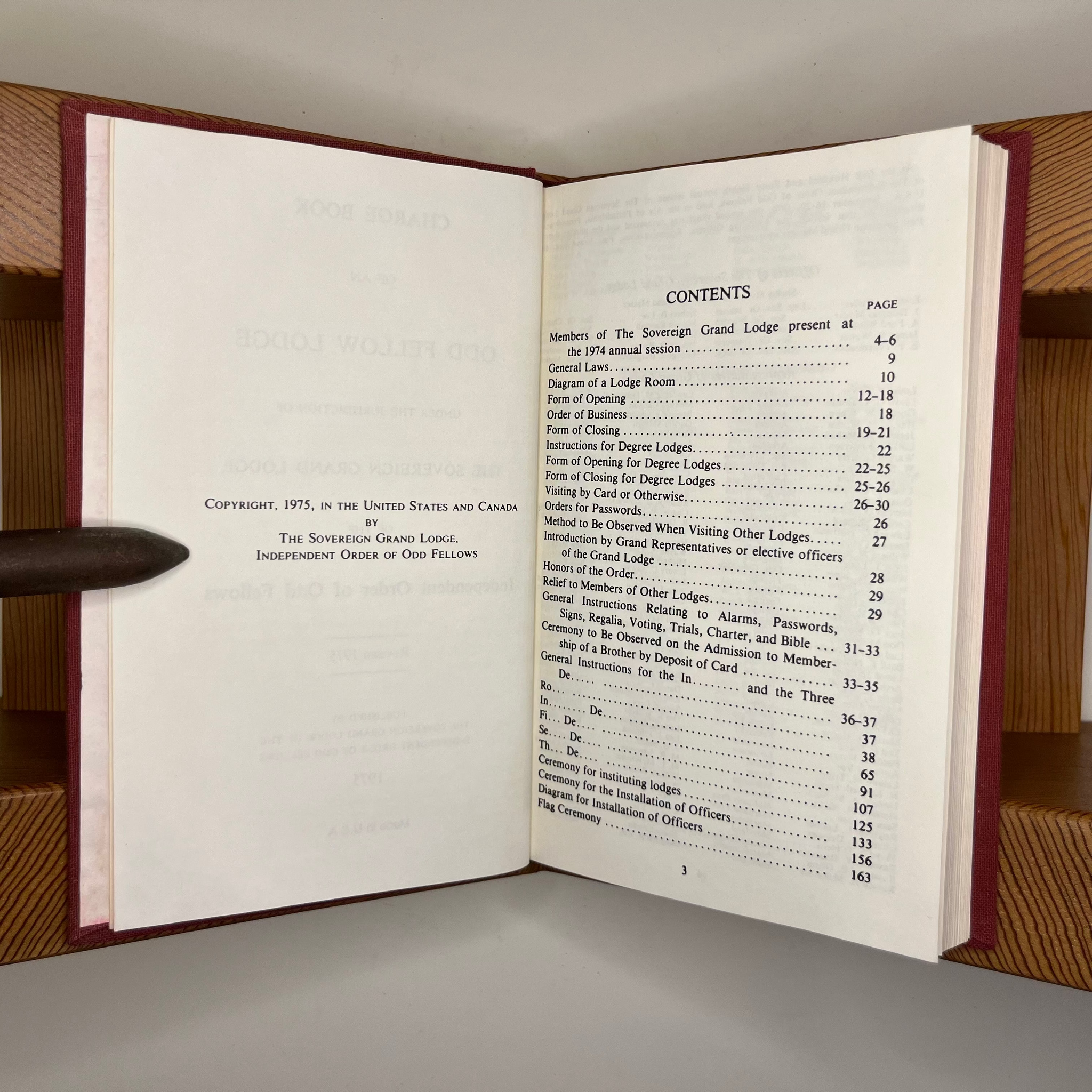 1975 Masonic International Order Of Odd Fellows Charge Book