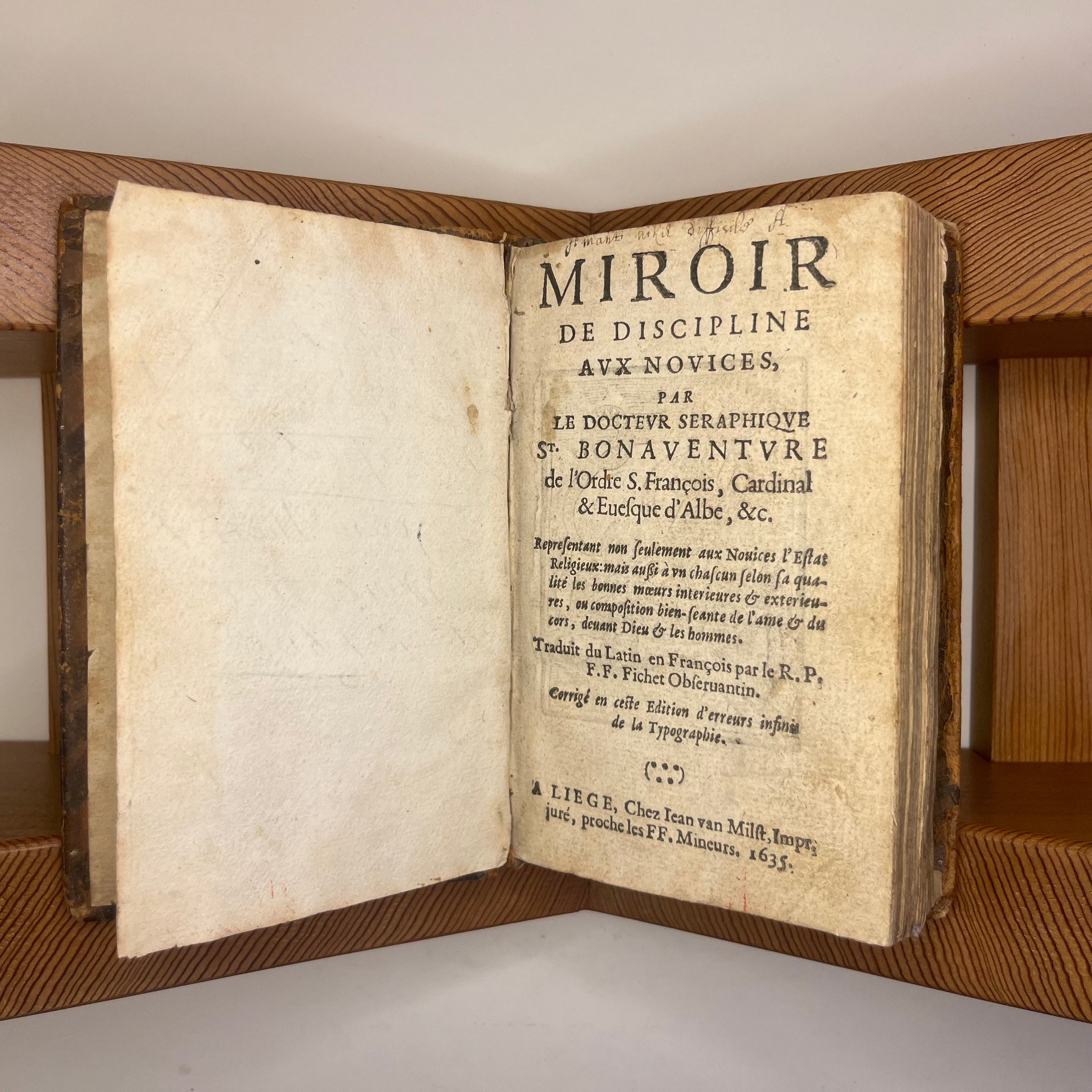 1635 Miroir De Discipline Aux Novices by St. Bonaventure