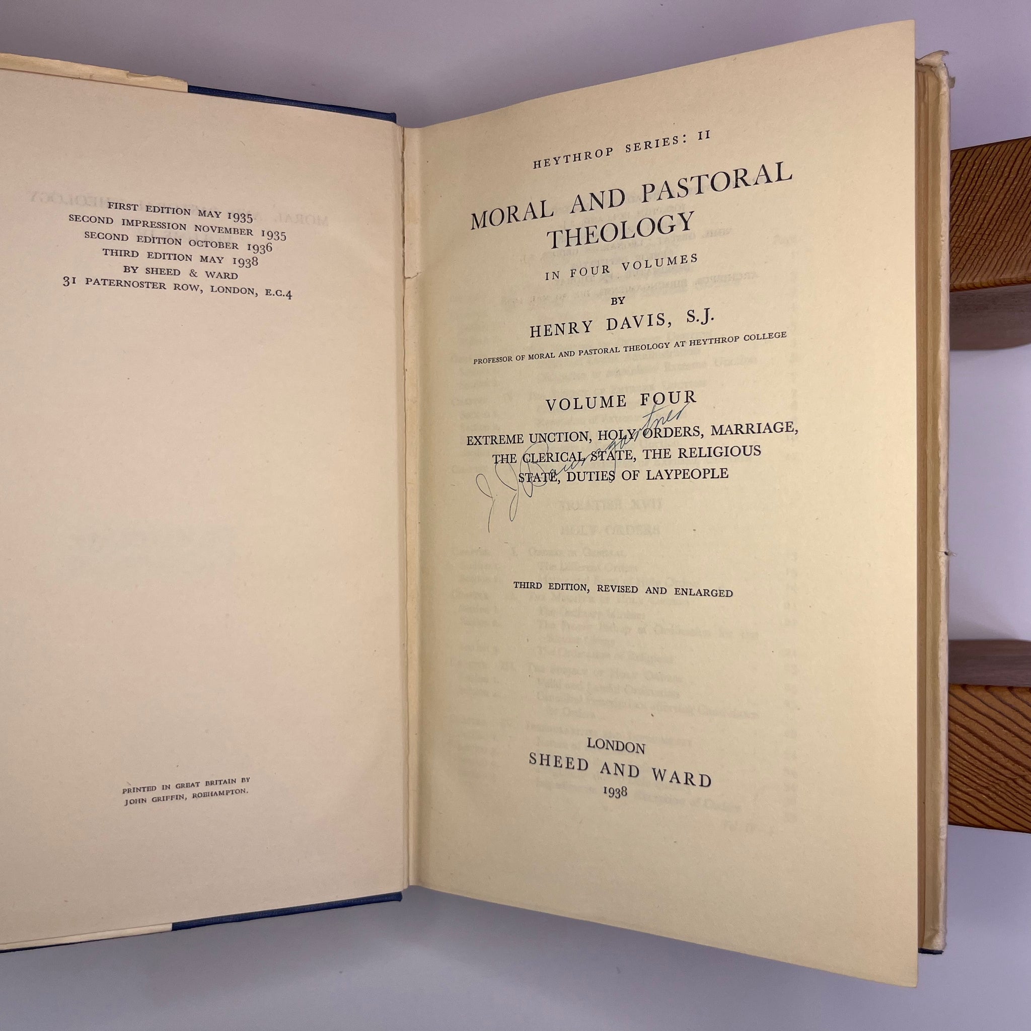 1938 Moral And Pastoral Theology Vol IV by Henry Davis S.J.