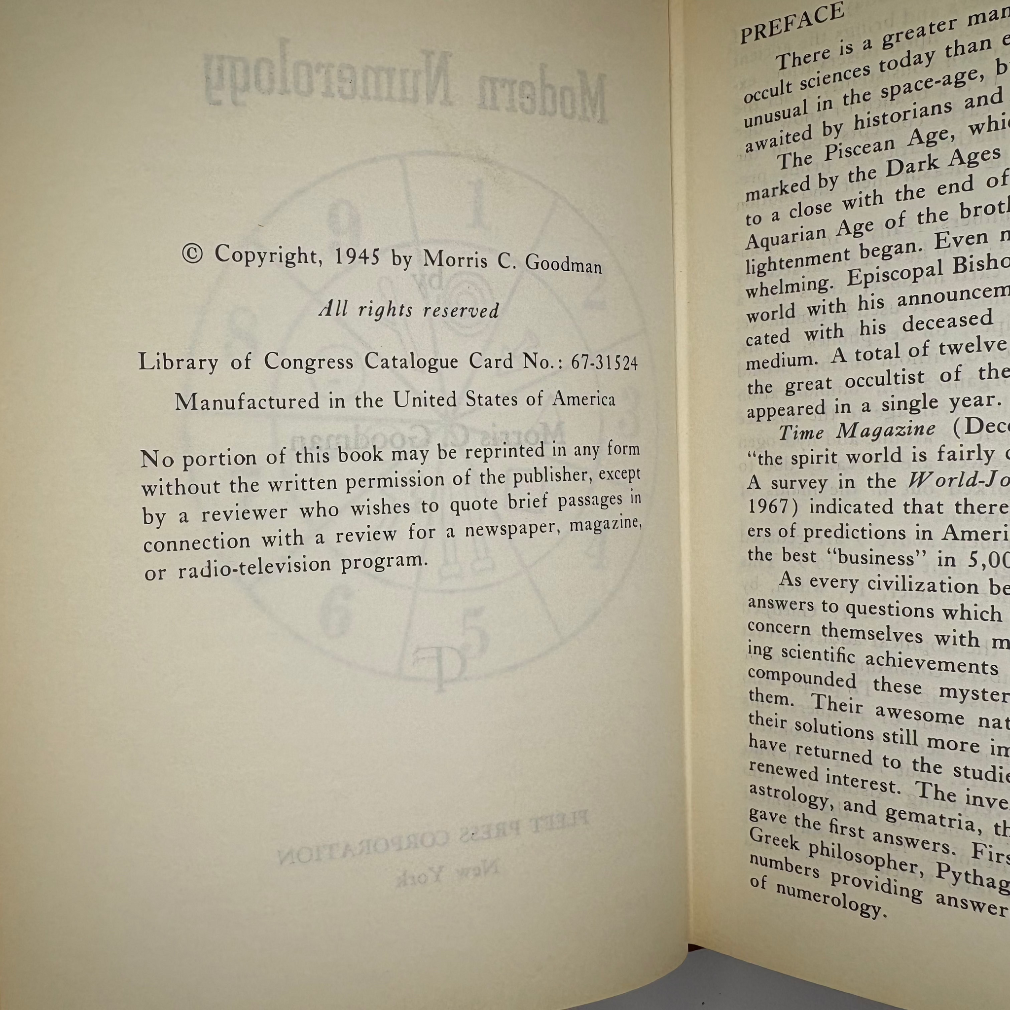 1945 Modern Numerology by Morris C. Goodman