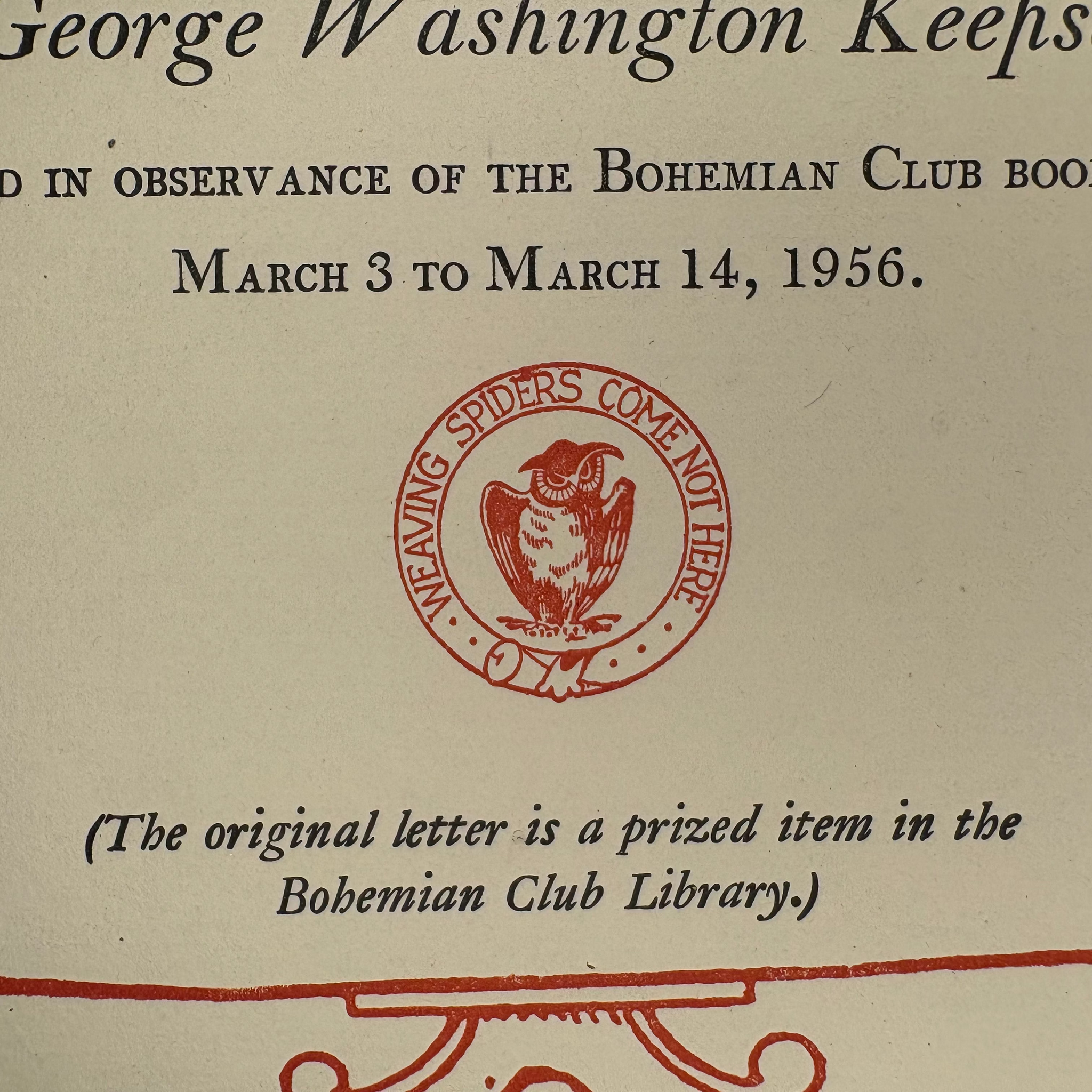 1956 Bohemian Grove George Washington Keepsake