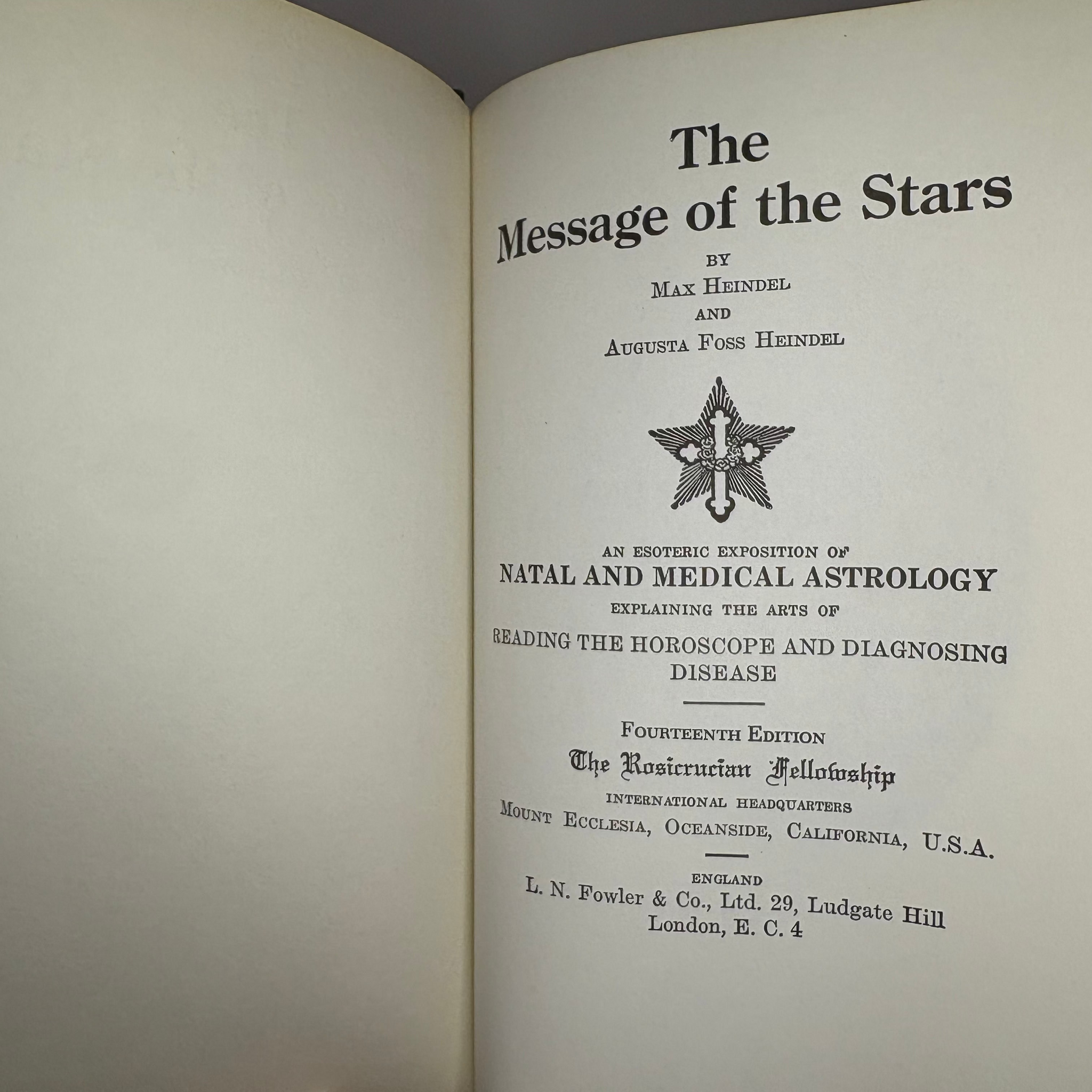 1940 Rosicrucian Order Message Of The Stars