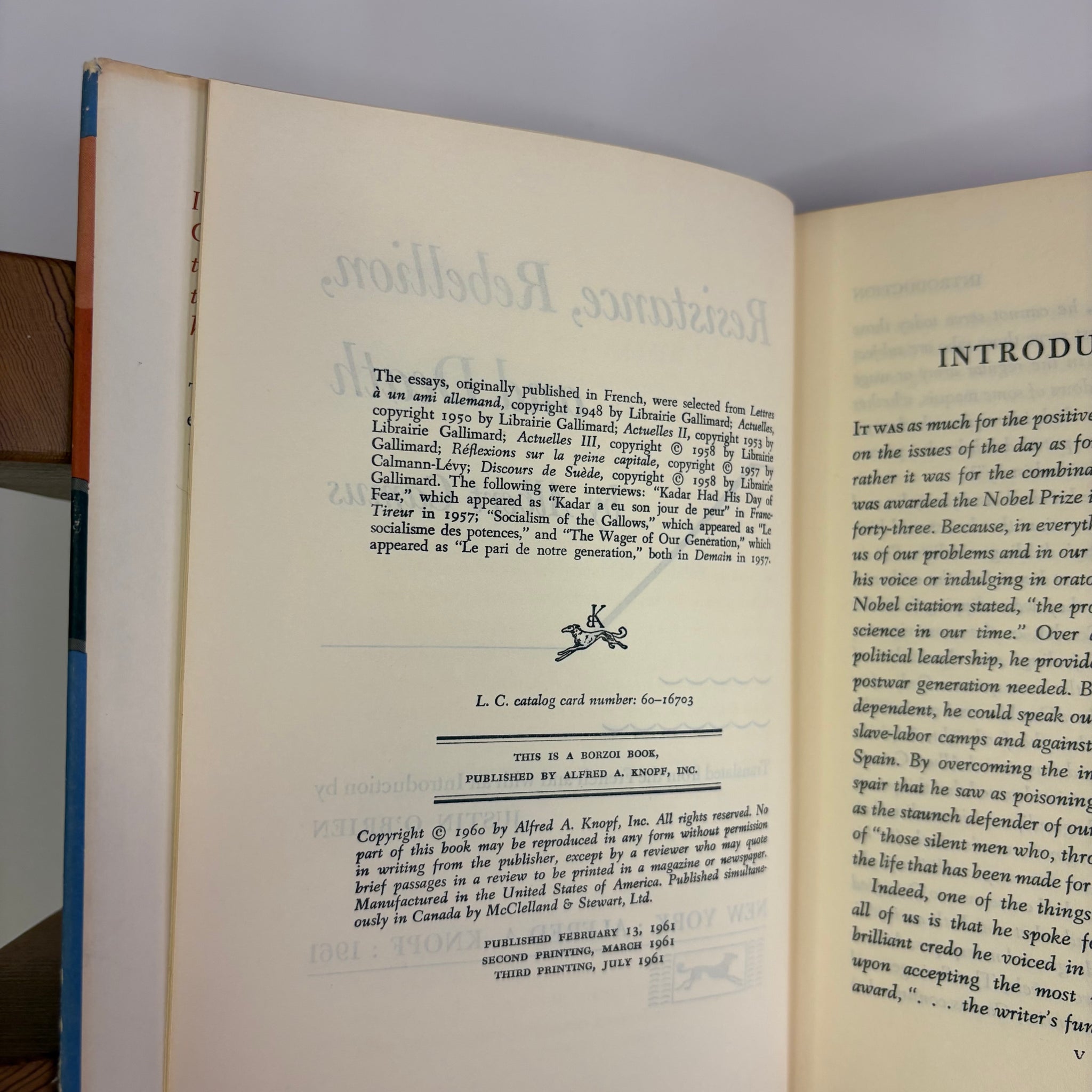 1961 Resistance Rebellion and Death by Albert Camus